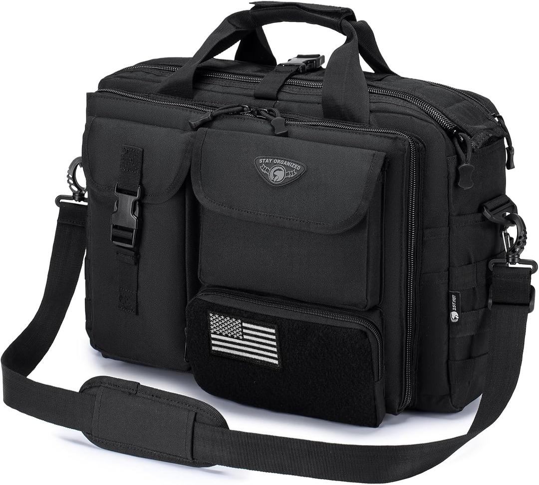 Stypos Tactical Messenger Bag Briefcase for Man Military Laptop Bag 14 Inch/15.6 Inch /17.3 Inch Messenger Shoulder Work Bag (Black)