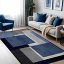 3x5 Area Rug Bedroom, Black Grey White Modern Geometry Area Rugs, Soft Machine Washable Contemporary Floor Carpet for Indoor, Non-Slip Square Low Pile Area Mat for Office Kitchen Decor