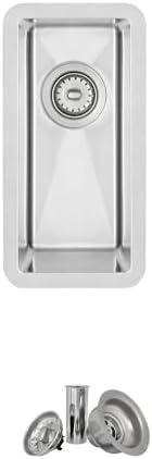 Stylish 9 x 18 Inch Bar Sink 6 Inches Deep Drop in or Undermount Single Bowl 10mm Radius Corners 18G Stainless Steel Kitchen Sink with Standard Metal Strainer, S-417T