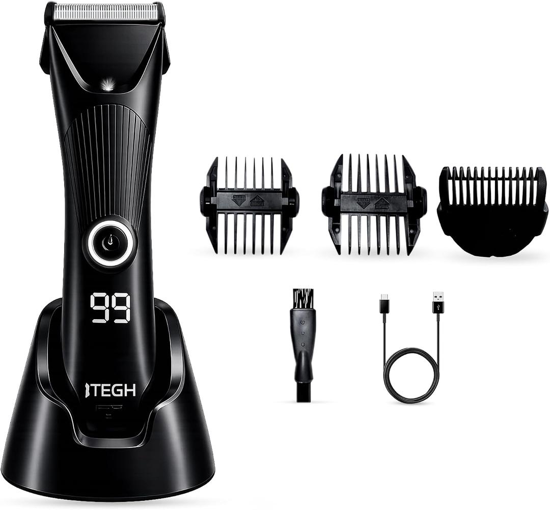 TEGH Mens Beard & Hair Grooming Trimmer Cordless Electric Beard & Hair Trimmer for Men, Rechargeable Waterproof Design with Adjustable Guards