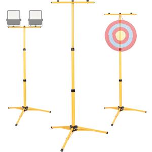 Archery Target Stand, Bow and Arrow Target Stand for Backyard & Shooting Range, Adjustable Foldable Metal Tripod Stand Hanging Traditional Straw & Foam Archery Targets and Work Light