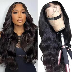 Body Wave Lace Front Human Hair Wigs Transparent Lace Frontal Wigs for Black Women Glueless Wigs (Natural Color 30 Inch)