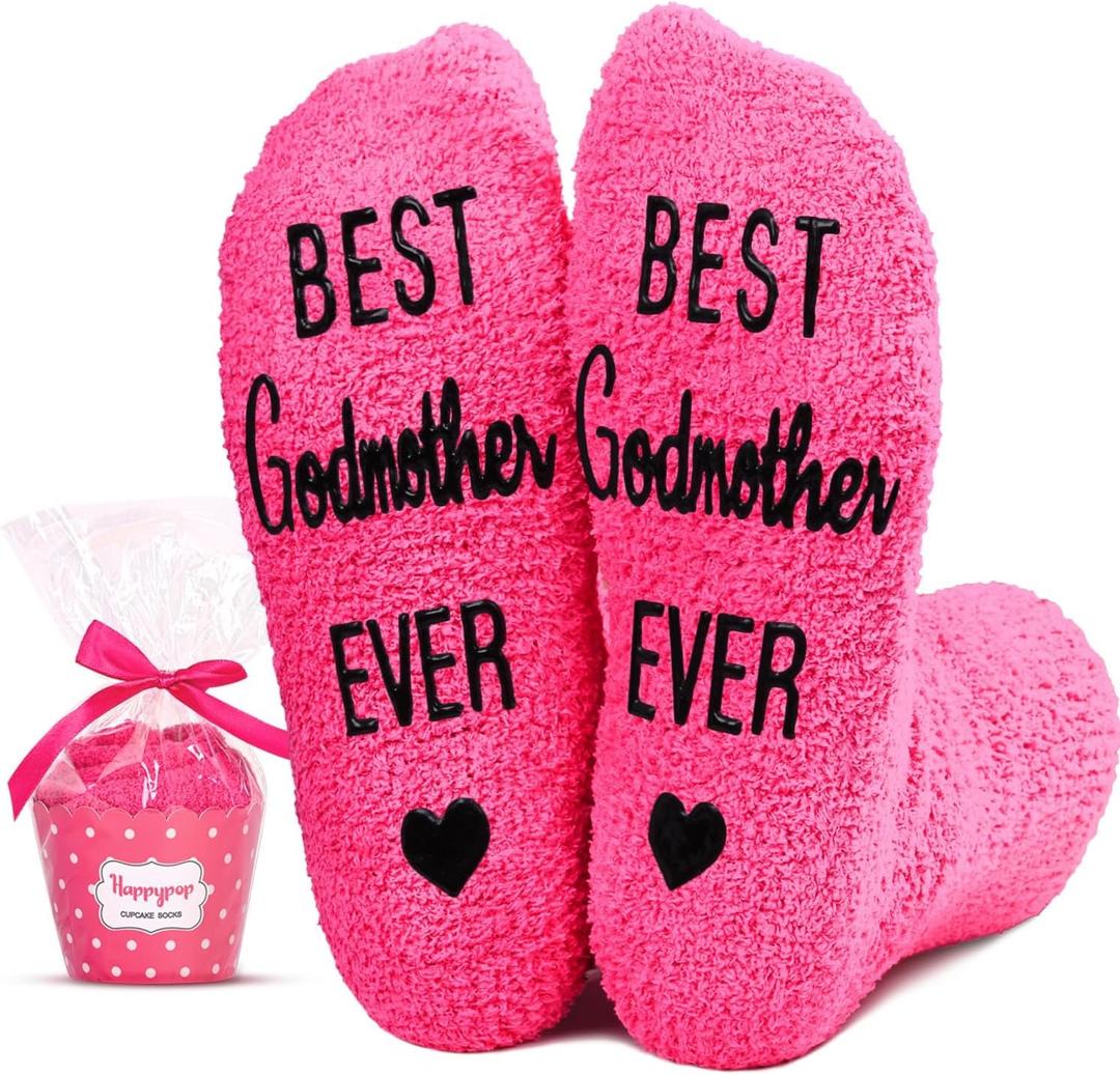 HAPPYPOP Mothers Day Socks - Gifts for Daughter Mother Sister in Law, Grandma Aunt Socks (Best Godmother Ever)