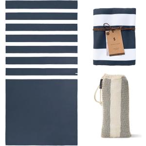 SummerSand Microfiber Beach Towel - Quick Dry, Sand Free - Compact and Lightweight for Travel - Recycled Materials - Travel Bag Included - Large Microfiber Towel (63x31.5in – Deep Blue)