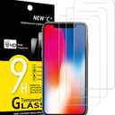 2 x NEW'C 3 Pack Designed for iPhone 11 Pro and iPhone X and iPhone XS Screen Protector,Enhanced Tempered Glass Protection, Case Friendly, Bubble Free Ultra Resistant (Transparent)