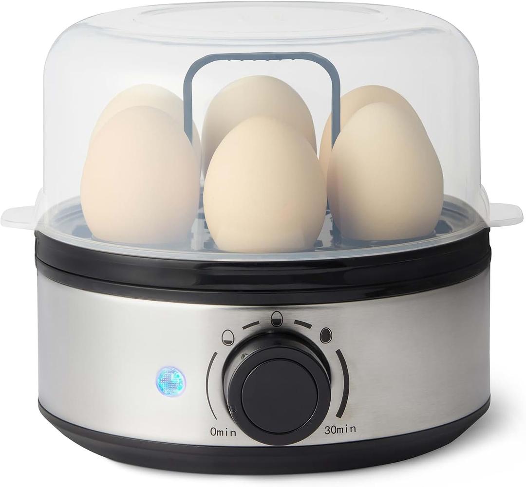 Amazon Basics Electric Egg Cooker for Hard-Boiled Eggs with Auto Shutoff, Dishwasher-Safe Parts, 7-Egg Capacity, BPA Free, Black