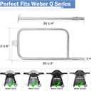 Criditpid 65032 Grill Burner for Weber Q3200, Q300, Q320, Q3000 Gas Grills, 304 Stainless Steel Burner Tube Replacement Kit for Weber Q Series, Q3200 Grill Parts, 60036, 80385, 57060001, 586002