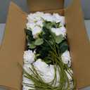 Rowfad 60 Pcs Artificial Roses Bulk Velvet Silk White Roses White Roses for Wedding Centerpieces Bridal Bouquet Mohter's Day Valentine's Day Home Decor (60, White)