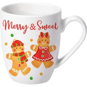 Paayna Christmas Gingerbread Man Ceramic Coffee Mug, 13 oz Novelty Xmas Merry and Sweet Tea Cup with Handle, Winter Holiday Gifts for Friends Women Men, Drink Mugs Microwave and Dishwasher Safe