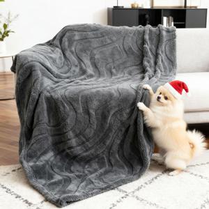 Waterproof Dog Blanket for Couch  Double Sided Washable Cat Puppy Blanket, Durable Furniture Protector for Dogs and Cats, Grey L(6050)"