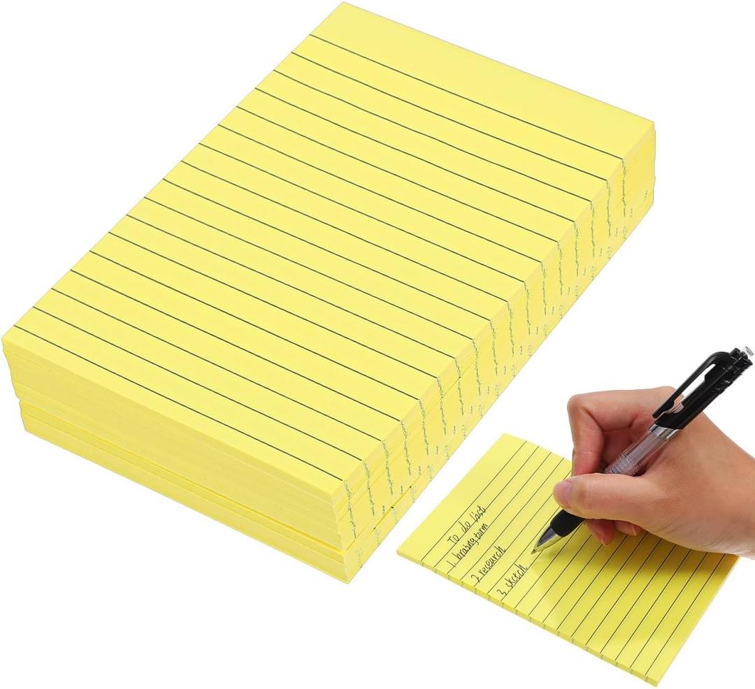 9 Pads Lined 50 Sheets Each 5.90X3.93 Inch Self Stick Note Pads Yellow Memo Pads for Office School Organization