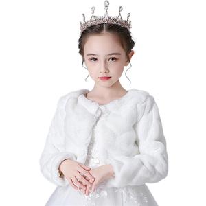 Girls Princess Faux Fur Wrap Shawl Cozy Flower Girls Bolero Shrug Winter Warm Cape Party Wedding Dress Up (Medium)