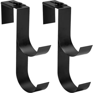 codree 2 Pcs Adjustable Pool Fence Hooks for Pool Equipment, Black Heavy Duty Fence Hooks for Pool Poles, Slipe-on Fence Hanger for Pool Hose Pool Skimmer, Fits 1.4 Inch to 3 Inch Railing