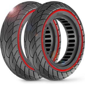 BANGTING 2-Pack 10x2.125 Tubeless Scooter Tires - Fits Models: 8.5x2.0, 8x2, 50-75-6.1, 102.0, 102-6.1, 102(54-152) | Verify Rim Size: 6.5-6.65" Diameter & 1.26-1.34" Width | Puncture-Resistant (Red)