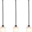 3 Pack Pendant Light Kitchen Island Pendant Lighting, Hanging Light with Frosted Glass Shade, Black Modern Indoor Hanging Lamp