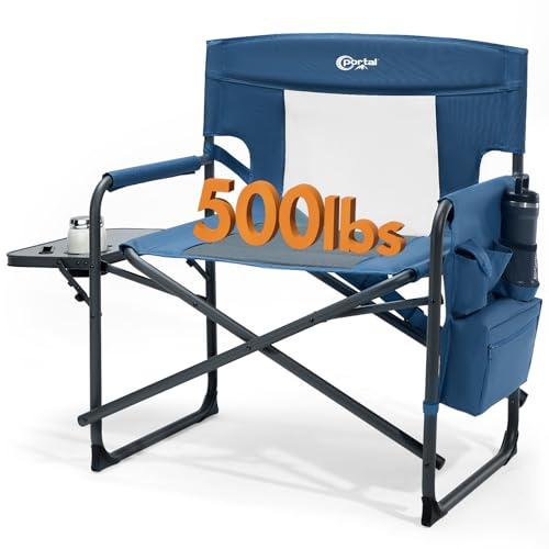 Portal 27" Oversized Director Camping Chair with Cooler, Heavy Duty Folding Chair for Adults Supports 500 LBs, Portable Outdoor Chairs for Outside Sports, Camping, Concert