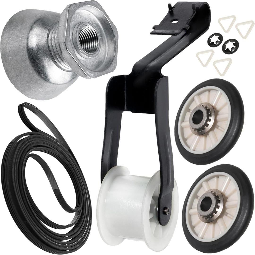 PartsBroz 4392065 Dryer Repair Kit with WP8066184 Dryer Pulley Replacement, 341241 Dryer Belt, 349241T Dryer Drum Roller Kit, WP691366 Dryer Idler Pulley for Whirlpool Kenmore Amana Maytag Centennial