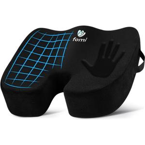 FOMI Extra Thick Firm Coccyx Orthopedic Memory Foam Seat Cushion | Black Large Cushion for Car or Truck Seat, Office Chair, Wheelchair | Back Pain Relief (Black)