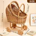 Vintage Wicker Baby Carriage Decor，Woven Rattan Stroller Flower Basket Cart for Wedding Centerpieces, Baby Shower Party Supplies & Nursery Floral Arrangement Props Floral Rustic Home Decor