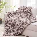 Ultra Soft Luxury Faux Fur Throw Blanket for Counch,Fuzzy Fluffy Plush Warm Cozy Elegant Wrinkled Blanket for Sofa Bedroom Living Room,50"x60",Tie-dye Taupe