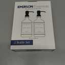 Emerson Essentials Glass Soap Dispenser Set  16 oz 2-Pack  Refillable Dish & Hand Soap Dispensers for Kitchen or Bathroom  Stainless Steel Pump & Waterproof Labels Included (White | Black)