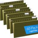 Hanging File Folders, RAZCC 60 Pack Reinforced Hanging Folders Legal Size, Designed for Bulky Files, Filing Cabinet, Adjustable Tabs, Green