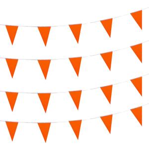 100 Feet Solid Orange Pennant Banner Flags String Triangle Bunting Flags, Decorations for Grand Opening, Birthday Party, Festival Celebration(Orange)