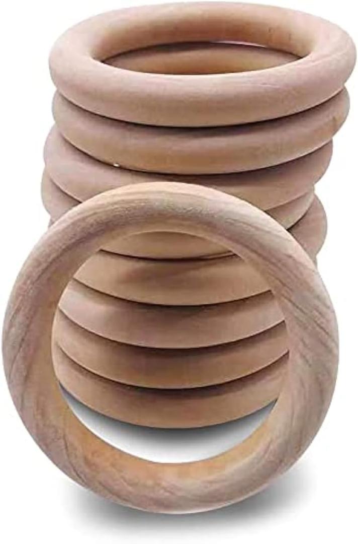 30Pcs Unfinished Wooden Rings Natural Wood Rings Without Paint 2.15"(55mm) for Craft DIY Ring Pendant Connectors Jewelry Making, Pack of 2