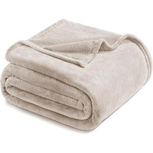 Exclusivo Mezcla Fleece Blankets Queen Size for Bed, Super Soft and Warm, All Season, Cozy, Plush, Lightweight, 90x90 Inches, Camel