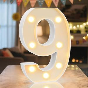NANXU LED Marquee Light Up Numbers Sign - Lighted Birthday Numbers Sign for Birthday Party Decoration, Bar Wall, Home, Table Room, Wedding and Christmas Decorations, Number 9