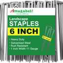 AMAGABELI GARDEN & HOME 200 Pack Galvanized Landscape Staples 6 Inch 11 Gauge Garden Staples Garden Stakes Plant Cover Stakes U-Shaped Landscape Stakes Landscape Pins for Weed Barrier Fabric