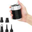 LIBERRWAY Electric Air Pump for Inflatables - Rechargeable Tiny Pump - Cordless Portable Air Pump with Camping Lantern, Quick-Fill Air Mattress Pump for Camping, Pool Floats (Black + Silver)