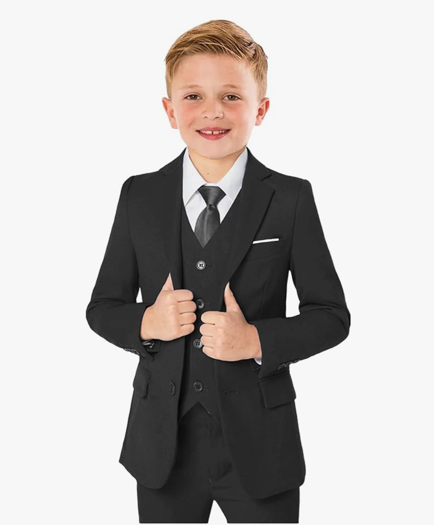 Boys’ Formal Suit 5 Piece Set, Toddler Tuxedos for Wedding, Suits for Teens Boy Dress School Clothes 5T