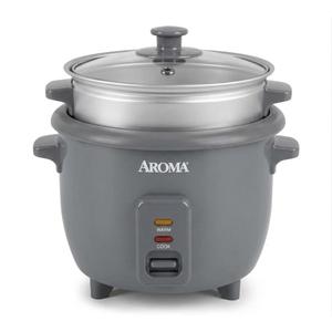 Aroma ARC-363-1NGB - 3 Uncooked/6 Cups Cooked - Rice Cooker + Steamer - Gray