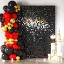 COKAOBE Black Shimmer Wall Backdrop, 24PCS Square Sequin Shimmer Backdrop Panel, Photo Backdrops for Birthday, Anniversary, Wedding, Graduation & Bachelorette Party Decoration