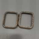 SUPOIX Compatible with Apple Watch Band 44mm + Case, Women Jewelry Bling Diamond Metal Bands & 2 Pack Protective Cover Cases for iWatch Series 6/5/4(Champagne Gold/44mm)