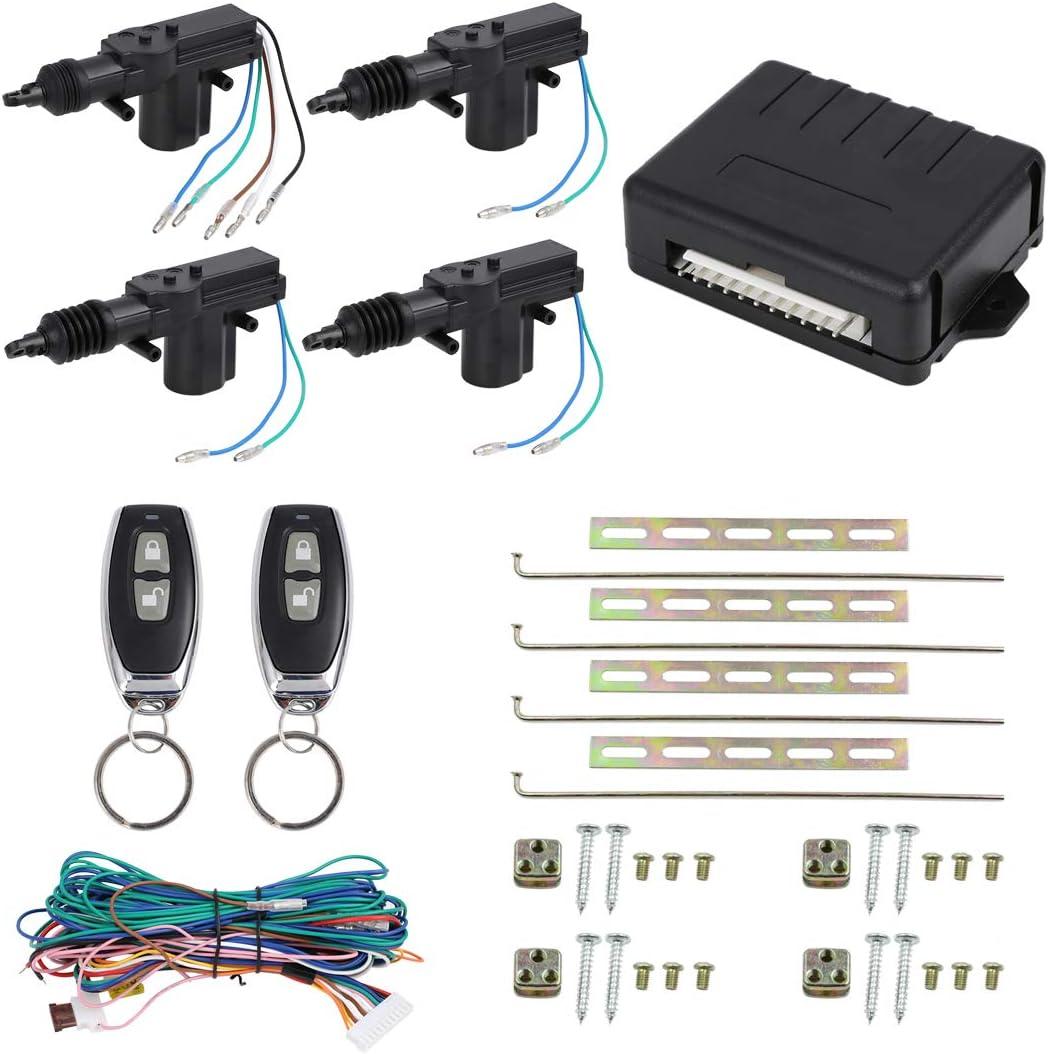 X AUTOHAUX 4 Doors Central Lock Locking System Car Keyless Entry Kit with Actuator - Only for 12V Vehicles Central Lock with 2 Remote Control Key