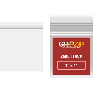 GRIPZIP 500 Pcs 1"x 1" Clear Plastic Reclosable Zip Poly Bags | 2 Mil Thick Durable and Versatile Bags for Travel, Storage, Organization, Shipping | Heavy Duty Baggies with Resealable Zip