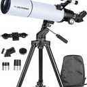 Telescope for Adults High Powered, 80mm Aperture 600mm Telescopes for Adults Astronomy, Travel Telescopio for Beginners with AZ Mount, Backpack, Phone Adapter, Moon Filter