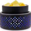 Ceramic Wax Melt Warmer - 7 Colors Changing LED Light Candle Wax Warmer for Scented Wax, Electric Fragrance Wax Melter for Home, Office, Bedroom Decor, and Gifts (Black)