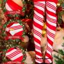 RSLOVE Christmas Thigh High Stockings - Women Sexy Tights Stripe Hosiery Pantyhose Holiday outfit (One Size, Red)