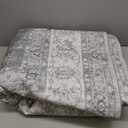 AMADA HOMEFURNISHING 8x10 Area Rugs, Washable Living Room Rug with Non-Slip Backing, Low Pile and Durable Edge Binding, Soft Vintage Floral Rugs for Living Room, Bedroom, Dining Room (Silver/Gray)