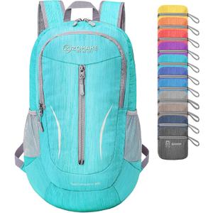 ZOMAKE 25L Ultra Lightweight Packable Backpack, Foldable Hiking Backpacks Water Resistant Small Folding Daypack for Travel(Aqua Blue)