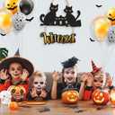 Halloween Door Decor Cats,Black Cats Sign,Halloween Welcome Door Hanger,Haunted House Witch Broom Black Cat Wall Decor for Porch Yard Home Outdoor Indoor Party Nursery Office Kids Room