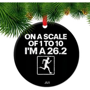 26.2 Half Marathon Ornament - On a Scale of 1 to 10 Im a 26.2 Marathon Runner Gift, Funny Running Team Christmas Keepsake for Long Distance Runners (C05)