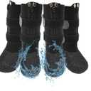 VALFRID Waterproof Grip Dog Shoes,Anti-Slip Dog Socks Boots,Zipper Dogs Booties Paw Protectors for Hardwood Floor,Indoor and Outdoor for Small Medium Large Dogs Black