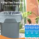 30-33 Gallon 1.1 Mil Clear Trash Bags Heavy Duty 60 Count with 4 Innovative Flap Ties | Compatible with Rubbermaid Brute & Winco & Behrens 30-33 Gallon Round Trash Can | Tear & Leak Resistant