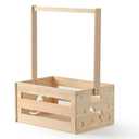 Wooden Baby Shower Crate Closet, Baby Shower Basket Gift with Hanger Rack for New Parents, Baby Storage Basket for Boys and Girls Newborn Welcome Box Wood Color