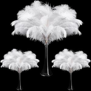 Maitys 90 Pcs Large Natural Ostrich Feathers Bulk 14-16 Inch (35-40cm) 12-14 Inch (30-35cm) 10-12 Inch (25-30cm) Ostrich Feathers Plumes for Centerpieces Wedding(White)
