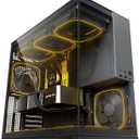 Geometric Future M5 Tempered Glass Mid Tower, E-ATX/ATX Gaming Case, 1.2mm Steel, Type C, Toolless Panels, Support 420/360 Radiator, ARGB PWM 140m Fan x 5 Pre-Installed, Black/Grey, GEO-M5F-BG